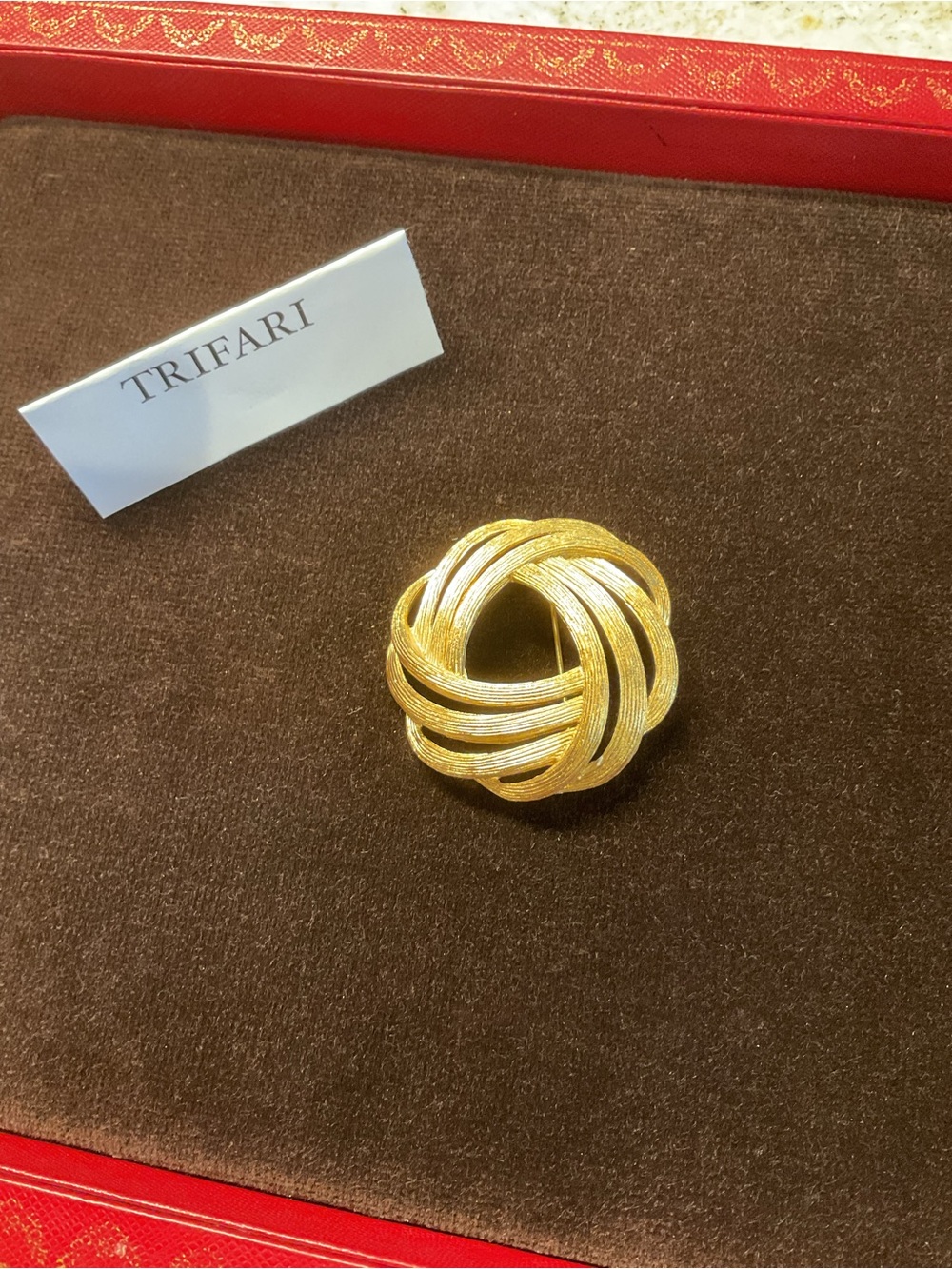 Trifari Gold-Tone Woven Knot Statement Brooch - Picture 2 of 7